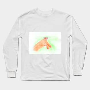 Woman's hand with a butterfly. Manicure, nails, body care Long Sleeve T-Shirt